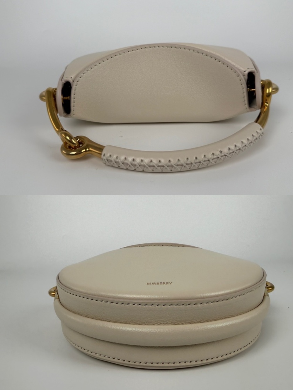 Burberry Bridle 2026 Leather Saddle Style Soap Cream Clutch Bag New - Picture 7 of 12